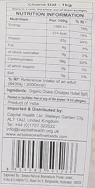 The Nutrition Facts of 24 Mantra Organic Chana Dal 