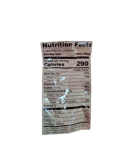 The Nutrition Facts of Deep Aloo Paratha (4pcs) 