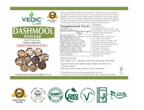 The Nutrition Facts of Vedic Dashmool Powder 