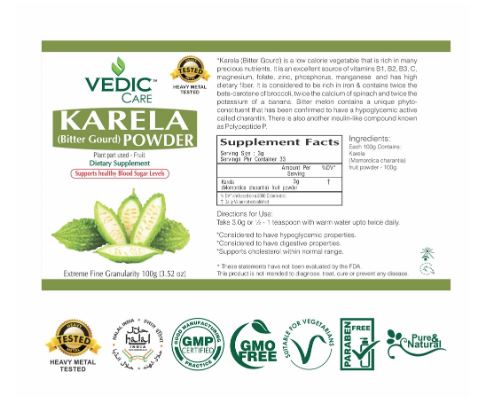 The Nutrition Facts of Vedic Karela Powder 