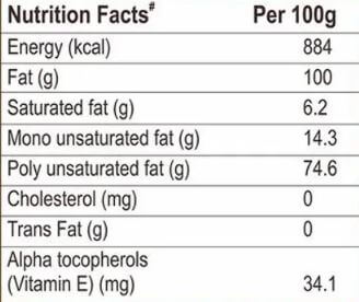 The Nutrition Facts of 24 Mantra Organic Safflower Oil