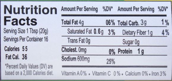 The Nutrition Facts of Ahmed Garlic Pickle ITU Grocers Inc.