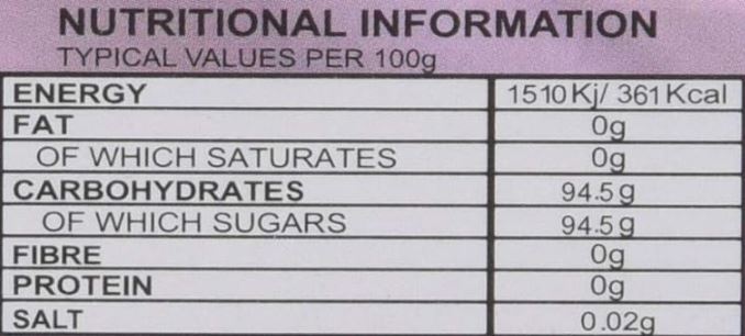 The Nutrition Facts of Ahmed Lychee Jelly Crystals ITU Grocers Inc.