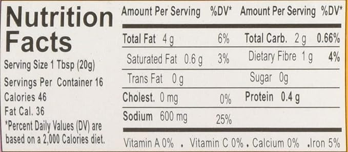 The Nutrition Facts of Ahmed Mixed Pickle ITU Grocers Inc.