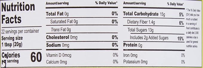 The Nutrition Facts of Ahmed Pineapple Jam 