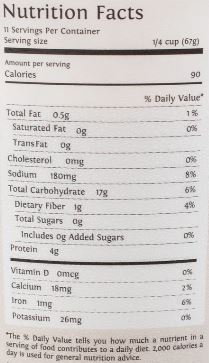 The Nutrition Facts of Arya Oat Batter 