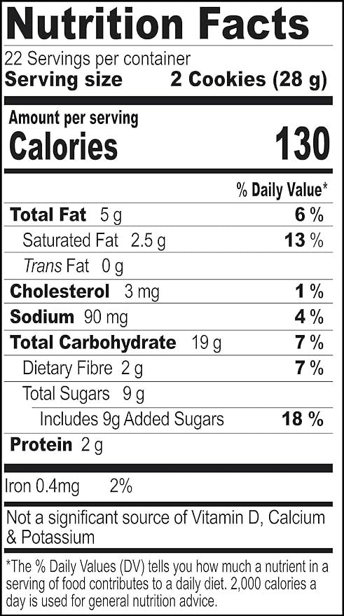 The Nutrition Facts of This is the Nutrition of Britannia Punjabi Cookies (Crunchy Whole Wheat Cookies).