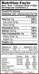 The Nutrition Facts of Colonel Kababz Tandoori Chicken Roll 