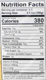 The Nutrition Facts of Daily Delight Ceylon Porotta 