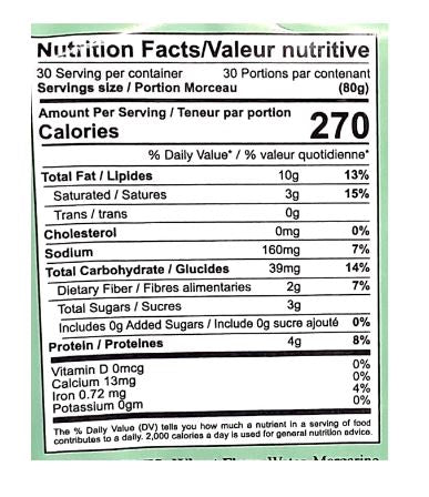 The Nutrition Facts of Dawn Plain Paratha Value Pack (30pcs) 