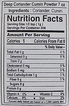 The Nutrition Facts of Deep Coriander Cumin Powder 