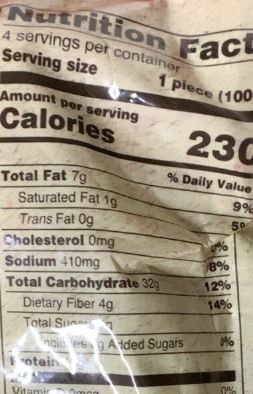 The Nutrition Facts of Deep Mooli Paratha (4pcs) 