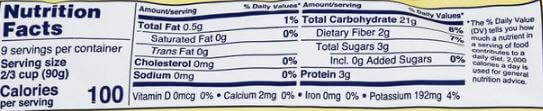The Nutrition Facts of FLAV.R.PAC Whole Kernel Corn
