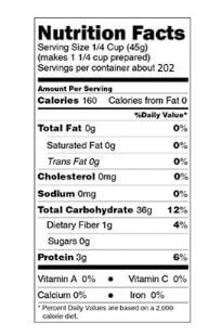 The Nutrition Facts of Falak Extreme Basmati Rice