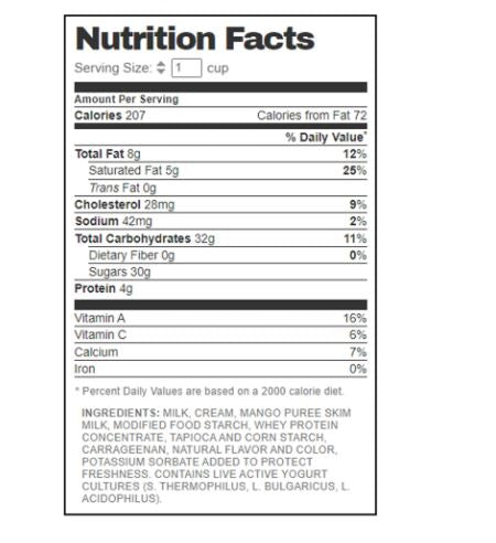 The Nutrition Facts of Gopi Lassi Mango Yogurt Drink Large 