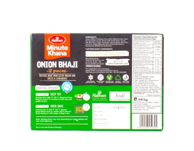 The Nutrition Facts of Haldiram's Onion Bhaji Minute Khana (12 pcs) 