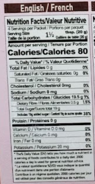The Nutrition Facts of Jazaa Strawberry Jelly 
