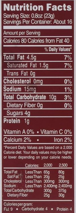 The Nutrition Facts of This is the Nutrition of KCB Badam & Coconut Biscuit ( No Eggs Added).