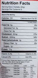 The Nutrition Facts of K&N Chicken Seekh Kabab 14-16pcs Family Pack