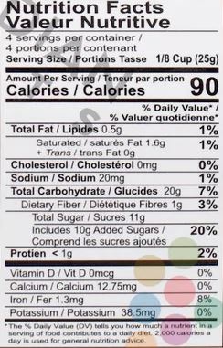 The Nutrition Facts of King`s Rose Falooda Mix 