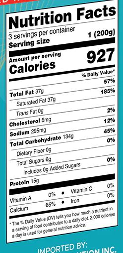 The Nutrition Facts of Lahori Delight Taftaan (3pcs) 