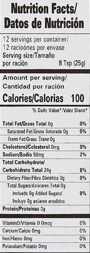 The Nutrition Facts of Laziza Vanilla Custard Powder 
