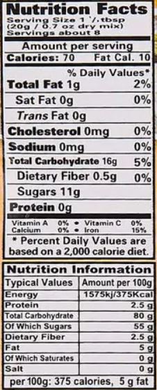 The Nutrition Facts of Laziza Vermicelli Kheer 