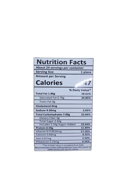 The Nutrition Facts of Lazzat Checker Biscuits 