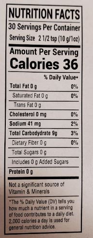 The Nutrition Facts of Lazzat Mango Custard Powder