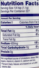 The Nutrition Facts of Lior Fine Sea Salt Small 