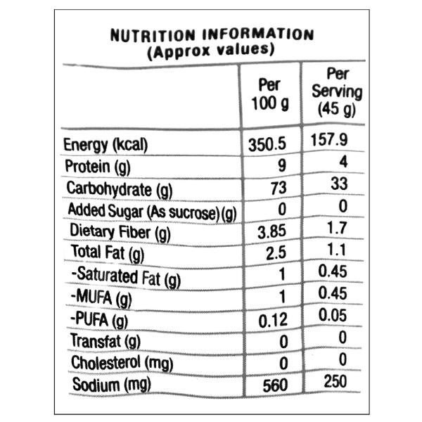 The Nutrition Facts of MTR Dosa Instant Mix large