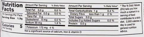 The Nutrition Facts of MTR Masala Karam Powder