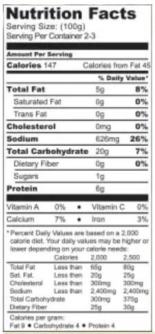 The Nutrition Facts of Mezban Lahori Chole 
