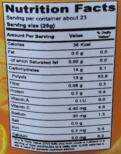 The Nutrition Facts of Mitchell"s Marmalade Jam ITU Grocers Inc.