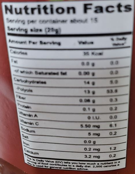 The Nutrition Facts of Mitchell"s Strawberry Jam ITU Grocers Inc.