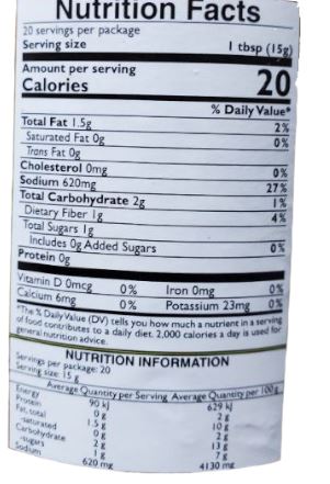 The Nutrition Facts of Mother's Recipe Mixed Pickle