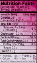 The Nutrition Facts of National Quorma 
