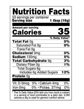 The Nutrition Facts of National Tangy Tamarind Chutney Sauce 