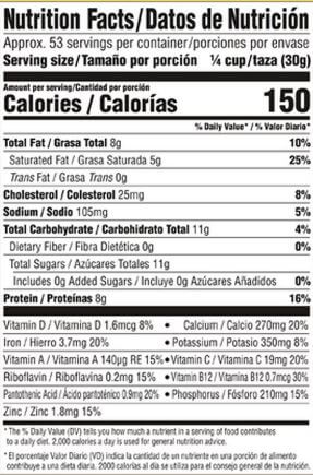 The Nutrition Facts of Nestle Nido Dry Whole MIlk Small