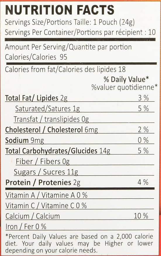 The Nutrition Facts of This is the Nutrition of Quick Tea Masala Chai (10 pouches).