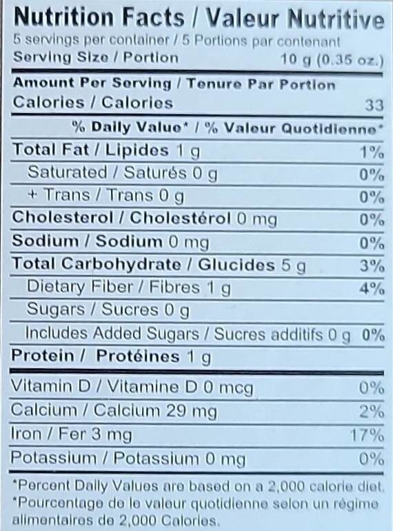 The Nutrition Facts of Radhuni Kabab Masala 