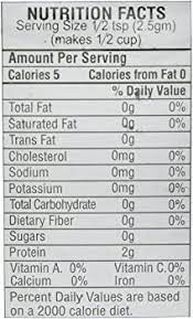 The Nutrition Facts of Rossmoor Halal Gelatine Unflavoured