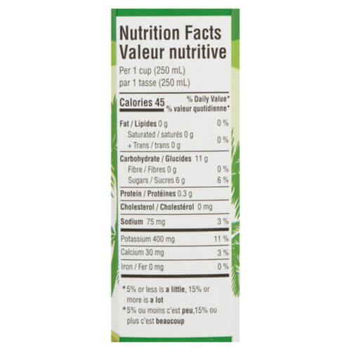 The Nutrition Facts of Rubicon Organic Coconut Water