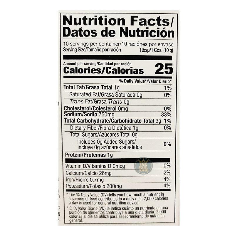 The Nutrition Facts of Shan Kitchen King Seasoning Mix 