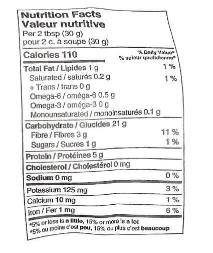 The Nutrition Facts of Sher Fiber Wala Atta