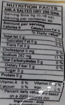 The Nutrition Facts of Swad Amla salted dry 