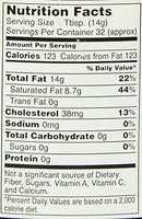 The Nutrition Facts of Swad Butter (unsalted) 
