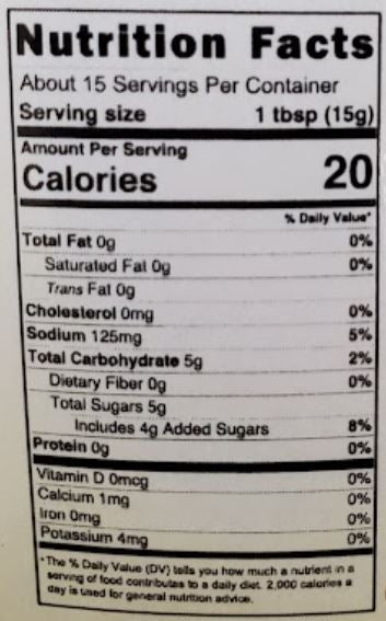 The Nutrition Facts of Swad Chatpata Alphonso Mango Chutney Small 