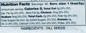 The Nutrition Facts of Swad Dill seeds 