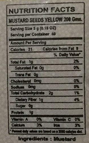 The Nutrition Facts of Swad Mustard seed yellow 